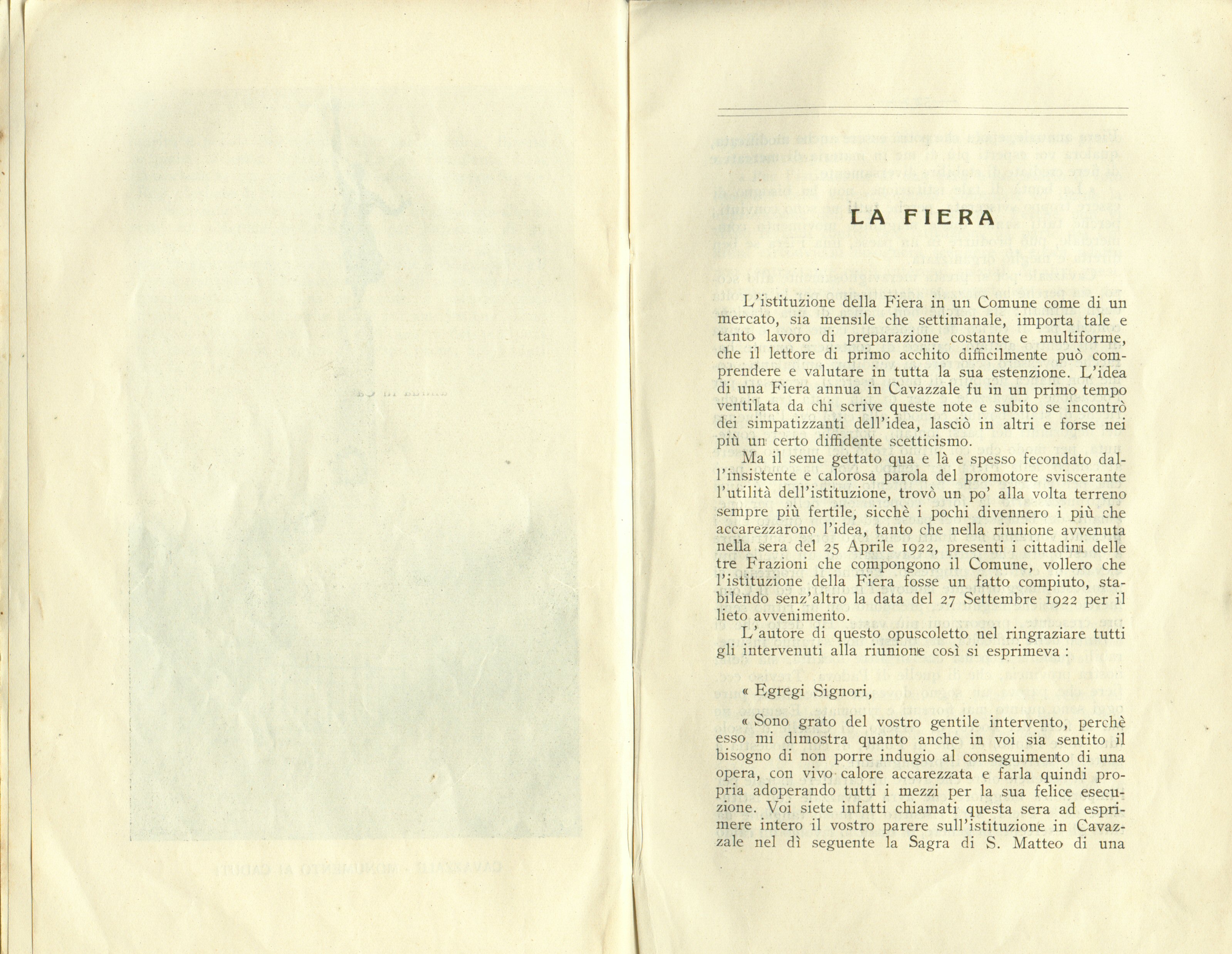 Pagine del volume di Davino Pesce dedicate alla nascita della Fiera di Cavazzale